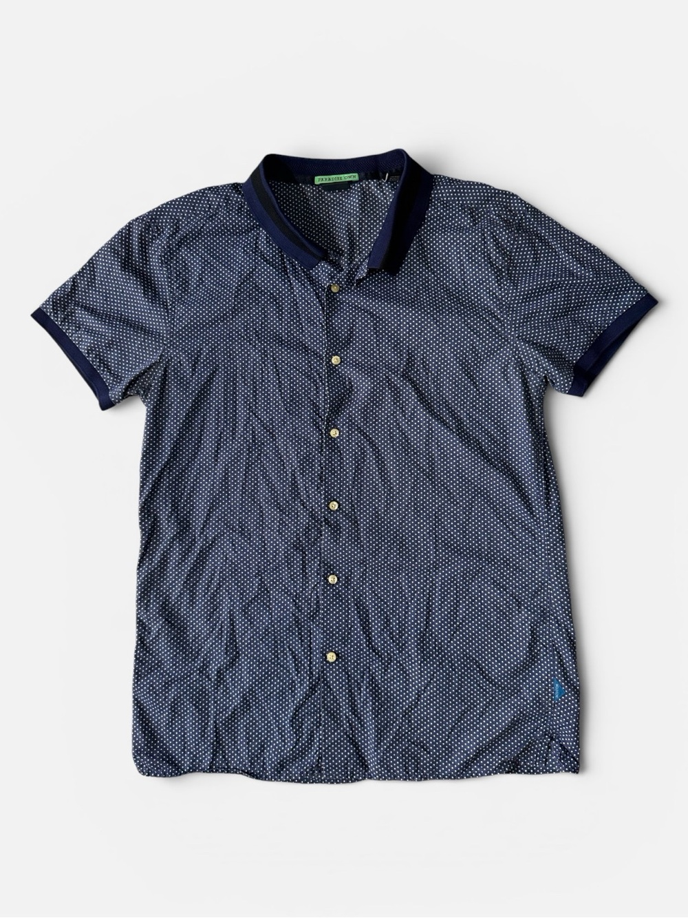 Scotch & Soda mens M Medium blue polka dot pattern short sleeve button up shirt